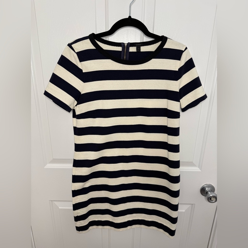 JCREW navy/cream Rugby striped dress Size Small